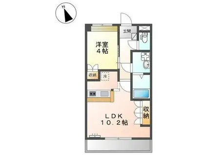 ビアンニュー 松崎(1LDK/2階)の間取り写真