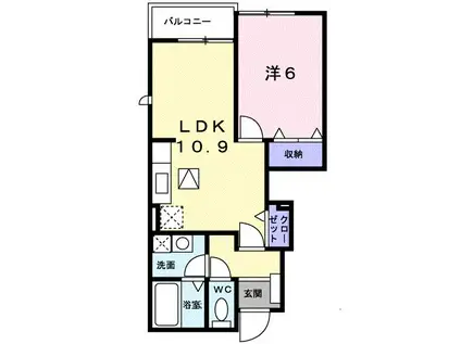 AIRYGARDENT(1LDK/1階)の間取り写真