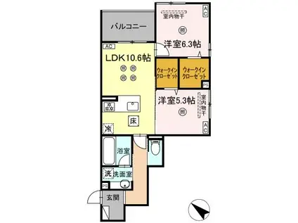 スリール・コート(2LDK/2階)の間取り写真