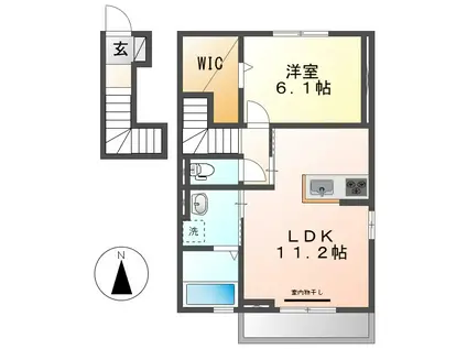 フォルビート(1LDK/2階)の間取り写真