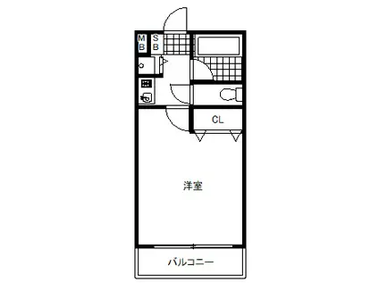 シャトラン弓木三番館(1K/3階)の間取り写真