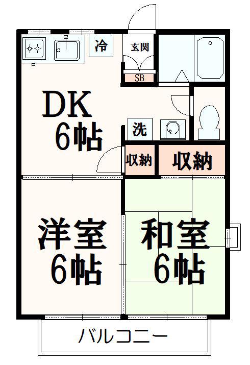 リバーハイツI(2DK/1階)の間取り写真