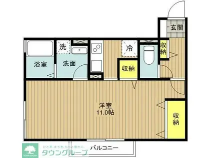 メイプルブランシェII(1K/1階)の間取り写真