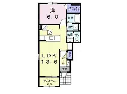ラ メール デ ゼトワールII(1LDK/1階)の間取り写真