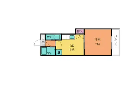 グランド アイ 小倉(1DK/3階)の間取り写真