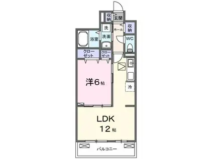 ヴィラバース(1LDK/1階)の間取り写真