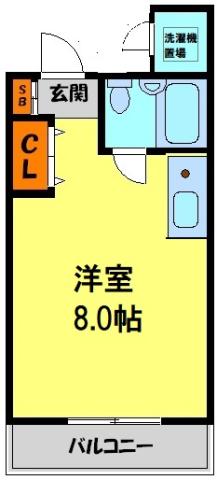 カーサ鹿谷(1K/4階)の間取り写真