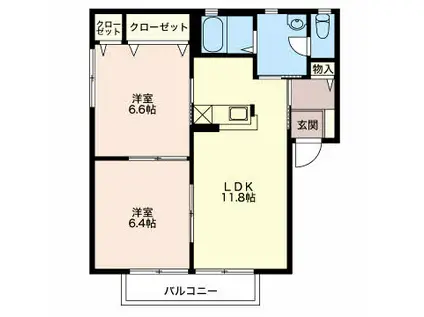 メゾン ハイネス A(2LDK/2階)の間取り写真