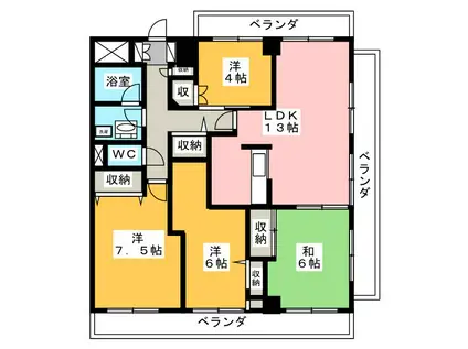 フクロクハイマンション3号館(4LDK/11階)の間取り写真
