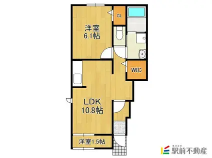 ベルコロレVIIIB(1LDK/1階)の間取り写真