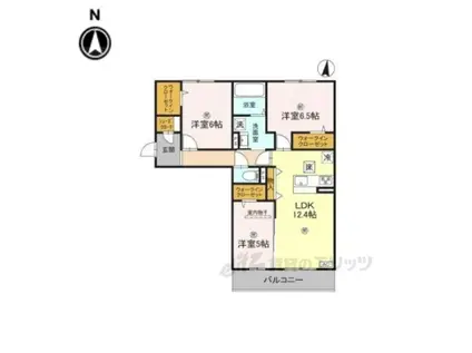近鉄奈良線 新大宮駅 徒歩18分 3階建 築1年(3LDK/1階)の間取り写真