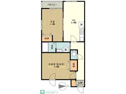 フェリーチェMIYABI(2DK/1階)の間取り写真