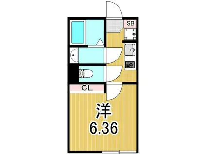 カインドネス亀有II(1K/1階)の間取り写真