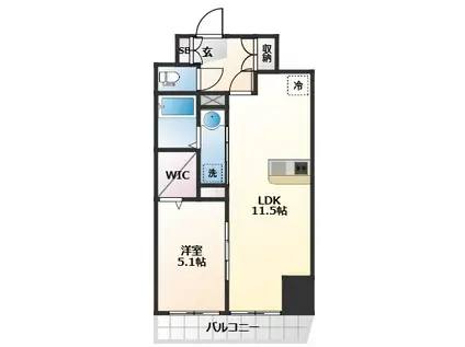 スパシアス鉄砲町東(1LDK/7階)の間取り写真