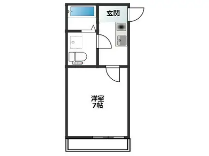 GRAND HEART(1K/2階)の間取り写真