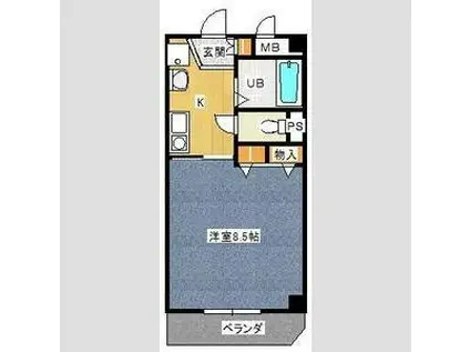 セゾンキヨシ中坪(1K/1階)の間取り写真