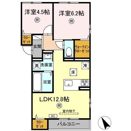 COATS山本(2LDK/1階)の間取り写真