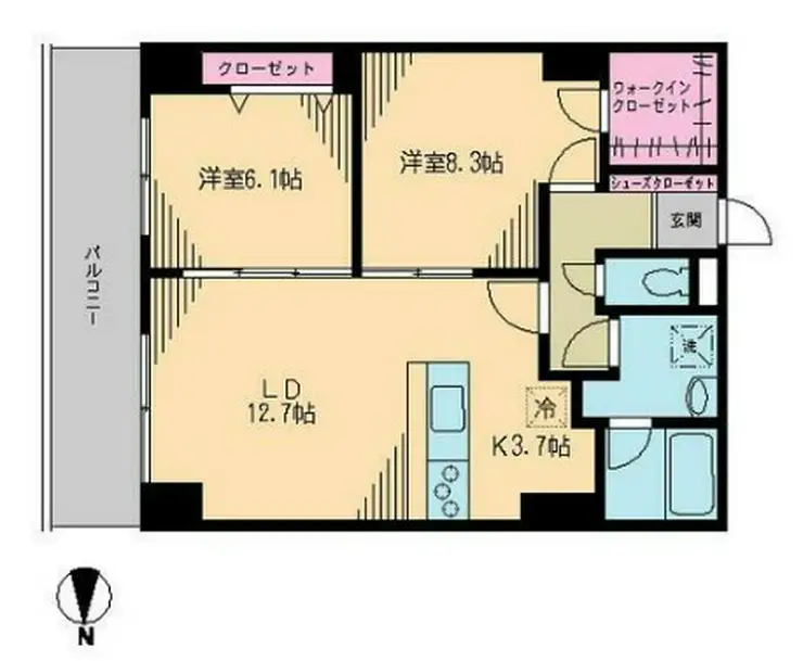 クレドラテース白河 7階階 間取り