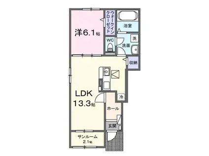 ラメール ブルー(1LDK/1階)の間取り写真