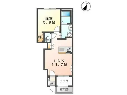 CRESCENT(1LDK/1階)の間取り写真