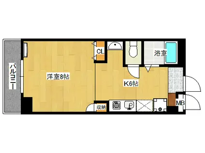 ラポール小町(1DK/4階)の間取り写真