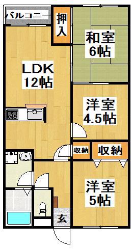 ウエストリバー(3LDK/1階)の間取り写真