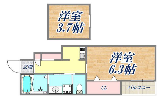 あんしん宮川町08-3006(ワンルーム/1階)の間取り写真