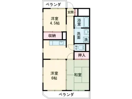 グローバル錦(3K/2階)の間取り写真