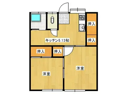 本田アパート(2K/2階)の間取り写真