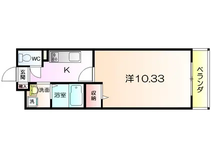 アムールビオス文珠(1K/2階)の間取り写真