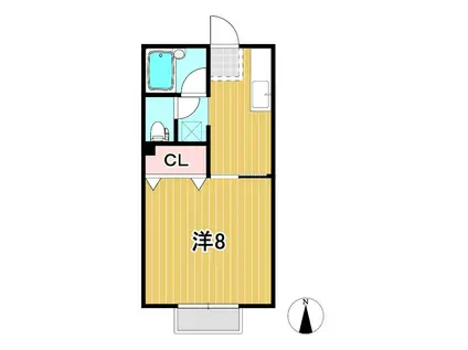 ラフォーレ大みか(1K/1階)の間取り写真