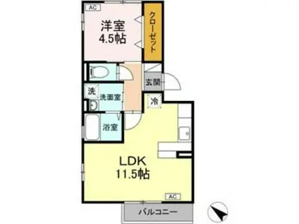 ロータス越路(1LDK/3階)の間取り写真