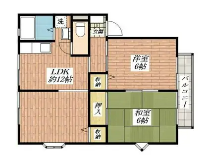 サンビレッジ鮎川(2LDK/2階)の間取り写真