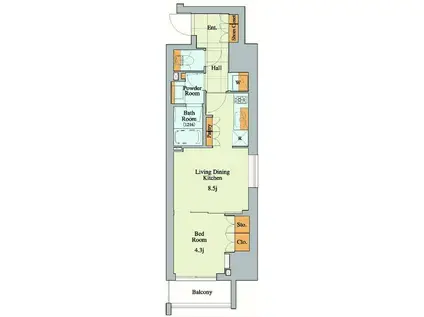 クレストコート大塚(1LDK/2階)の間取り写真