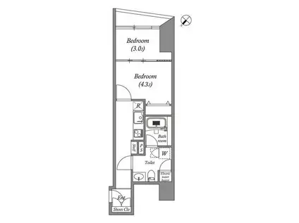 オーパスホームズ三田(2K/3階)の間取り写真