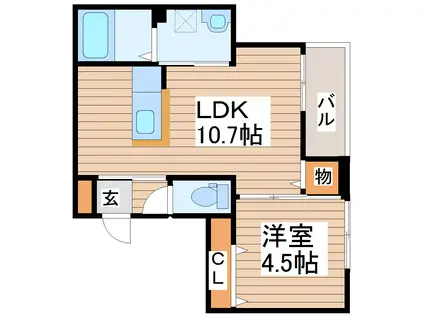 パセオプラシード泉中央(1LDK/1階)の間取り写真