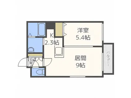 地下鉄南北線 麻生駅 徒歩5分 4階建 築12年(1LDK/2階)の間取り写真