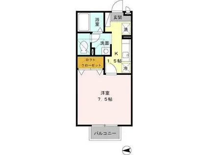 グランシャリオ(1K/1階)の間取り写真