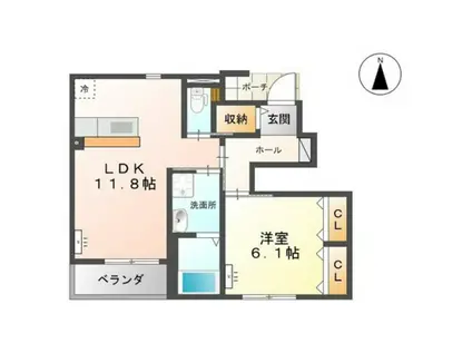 マロン・フローラ(1LDK/1階)の間取り写真