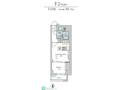 BRILLIA IST 池尻大橋(1LDK/2階)の間取り写真