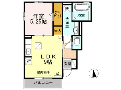 ルーチェ丸山(1LDK/1階)の間取り写真