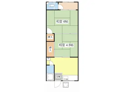 ＪＲ草津線 手原駅 徒歩13分 2階建 築53年(2K/2階)の間取り写真