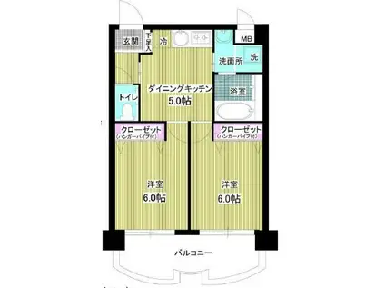 リッチヴィラ伊藤(2DK/2階)の間取り写真