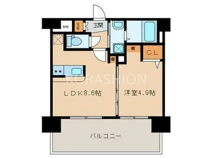 三島マンション博多駅東(1LDK/6階)の間取り写真
