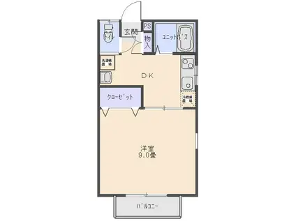 オメガハウス(1DK/1階)の間取り写真