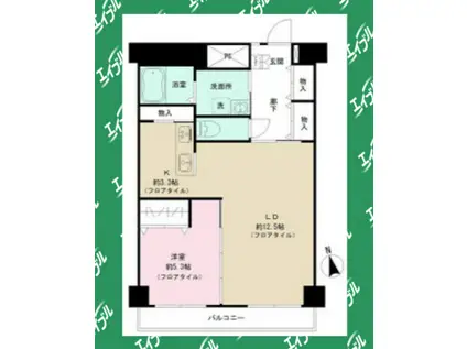 リベルテ鶴舞(1LDK/9階)の間取り写真