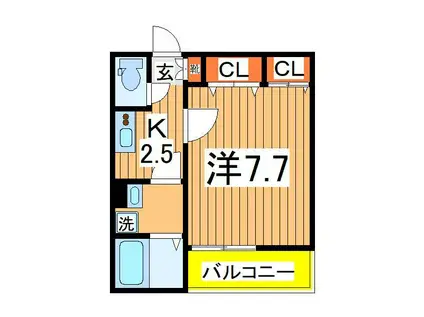 MQUARTO柏Ⅲ(1K/2階)の間取り写真