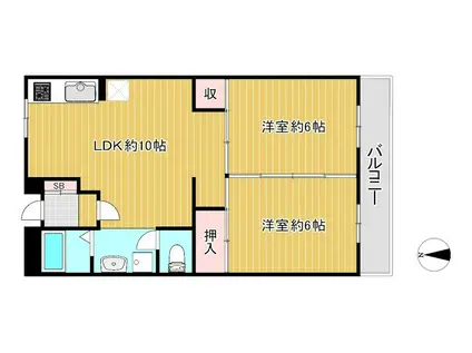 カサグランデ雅(2LDK/2階)の間取り写真