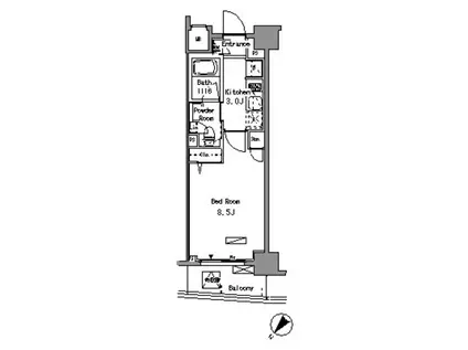 パークアクシス板橋(ワンルーム/4階)の間取り写真