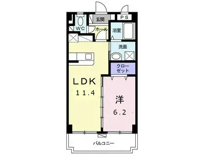 サンフェリス(1LDK/4階)の間取り写真